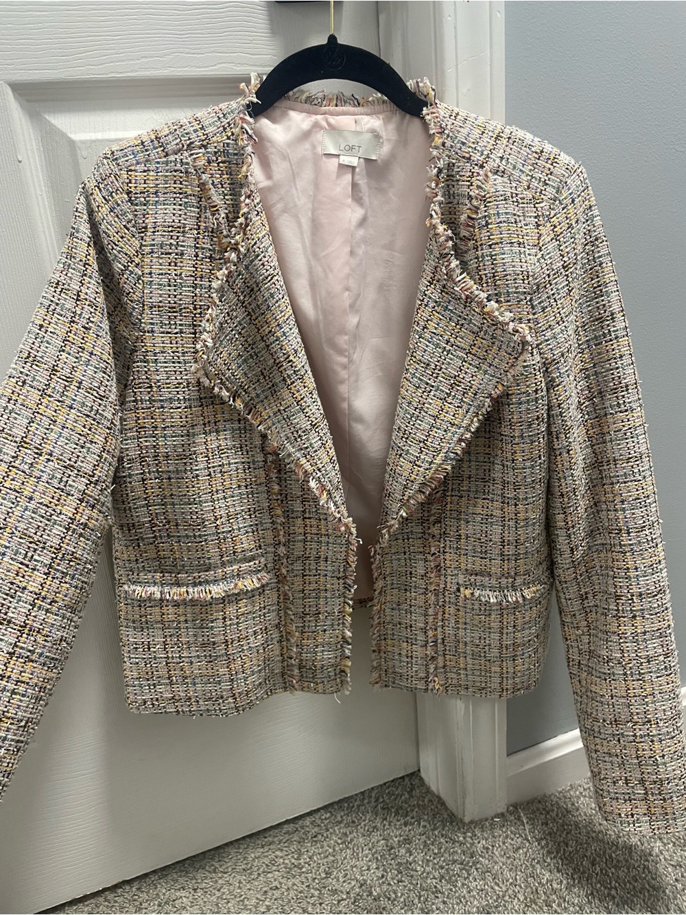 LOFT Women’s Pastel Multicolor Tweed Jacket/Blazer Sz 8